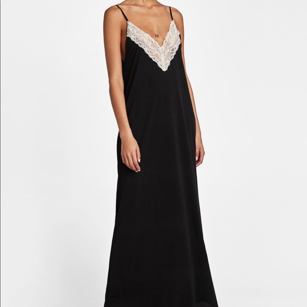 Zara Lace Trim Maxi Dress